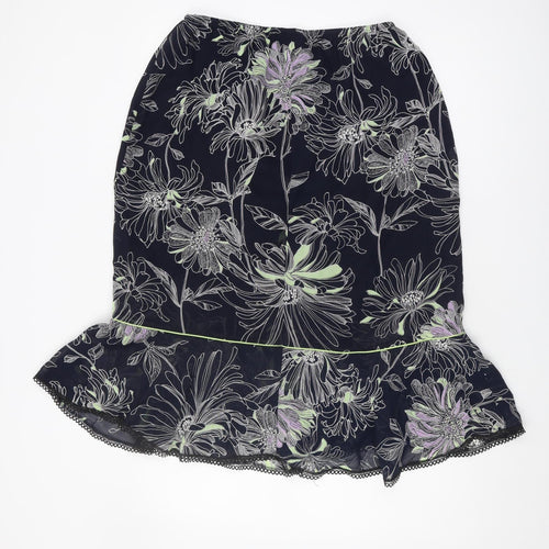 Roman Originals Women's Black Floral Skirt Size 16