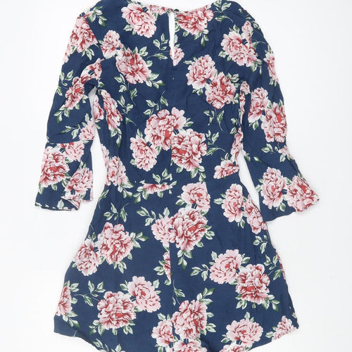 TOPSHOP Women's Blue Floral Petite Playsuit - Size 6