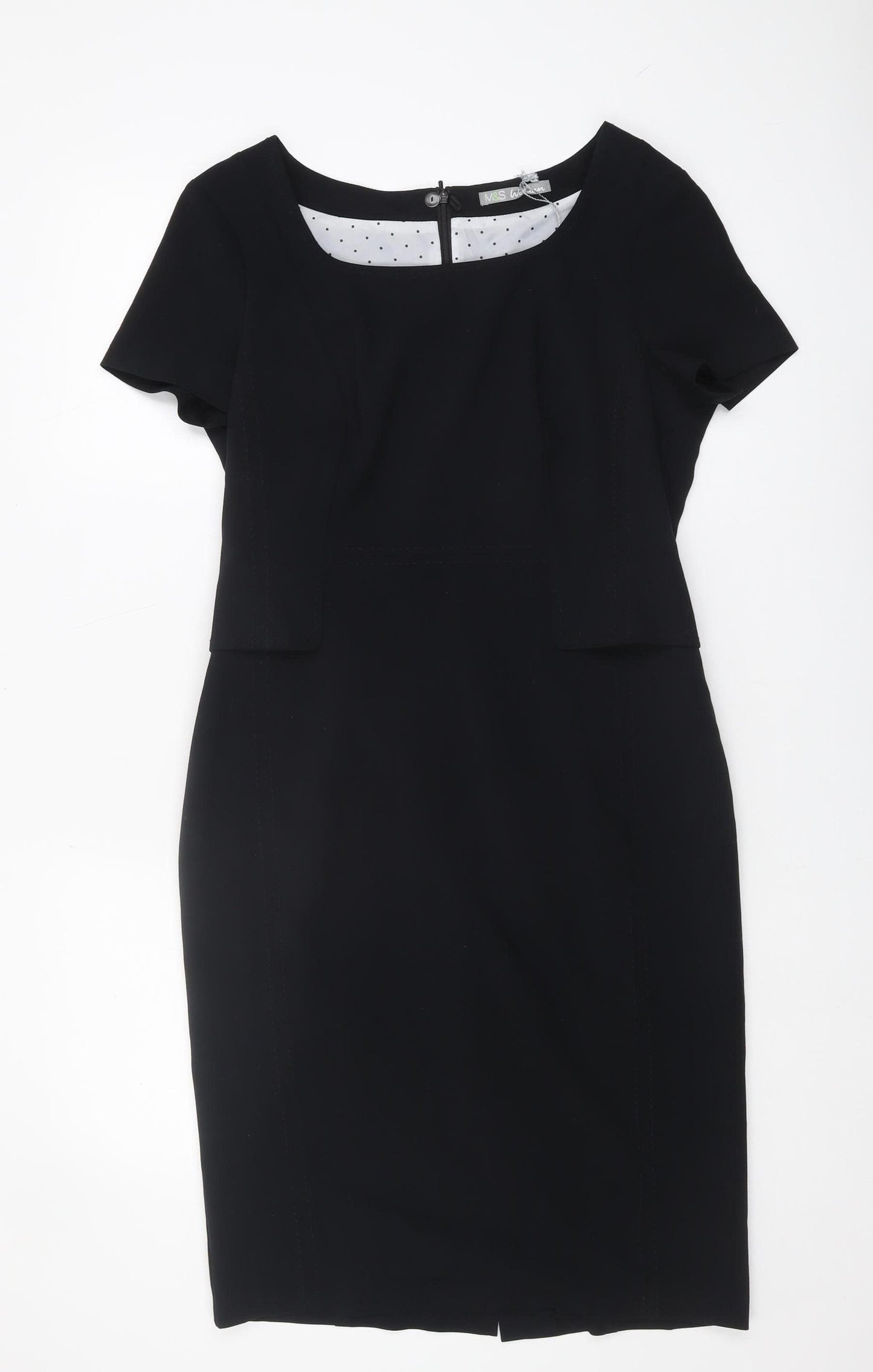 Marks and Spencer Women's Black Dress, Size 12, Short Sleeve