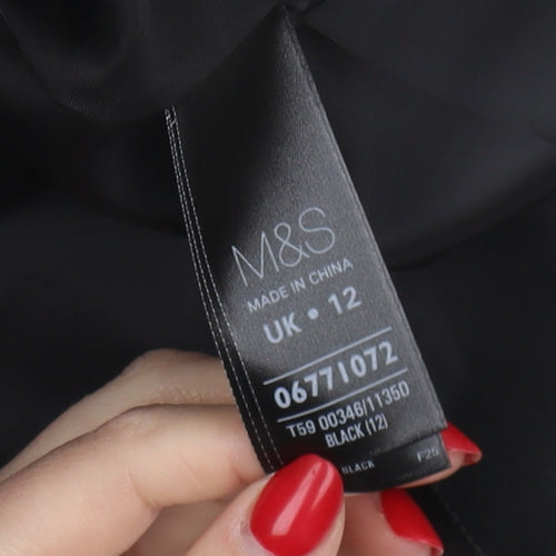 Marks and Spencer Women's Black Dress, Size 12, Short Sleeve