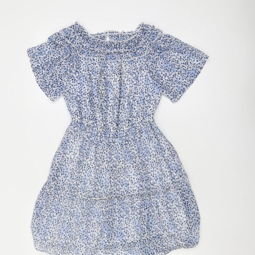 Mayoral Girls Blue Floral A-Line Dress, 12 Years, Summer Style