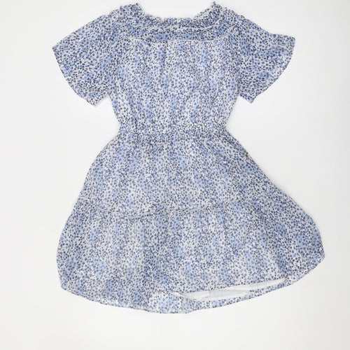 Mayoral Girls Blue Floral A-Line Dress, 12 Years, Summer Style