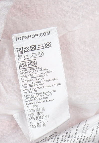 Topshop Women's Red Striped Cropped Puff Sleeve Top