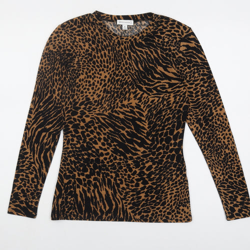 Warehouse Women's Brown Animal Print Long Sleeve Top