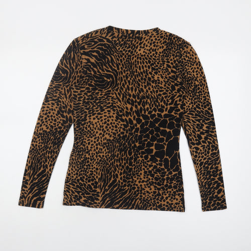 Warehouse Women's Brown Animal Print Long Sleeve Top