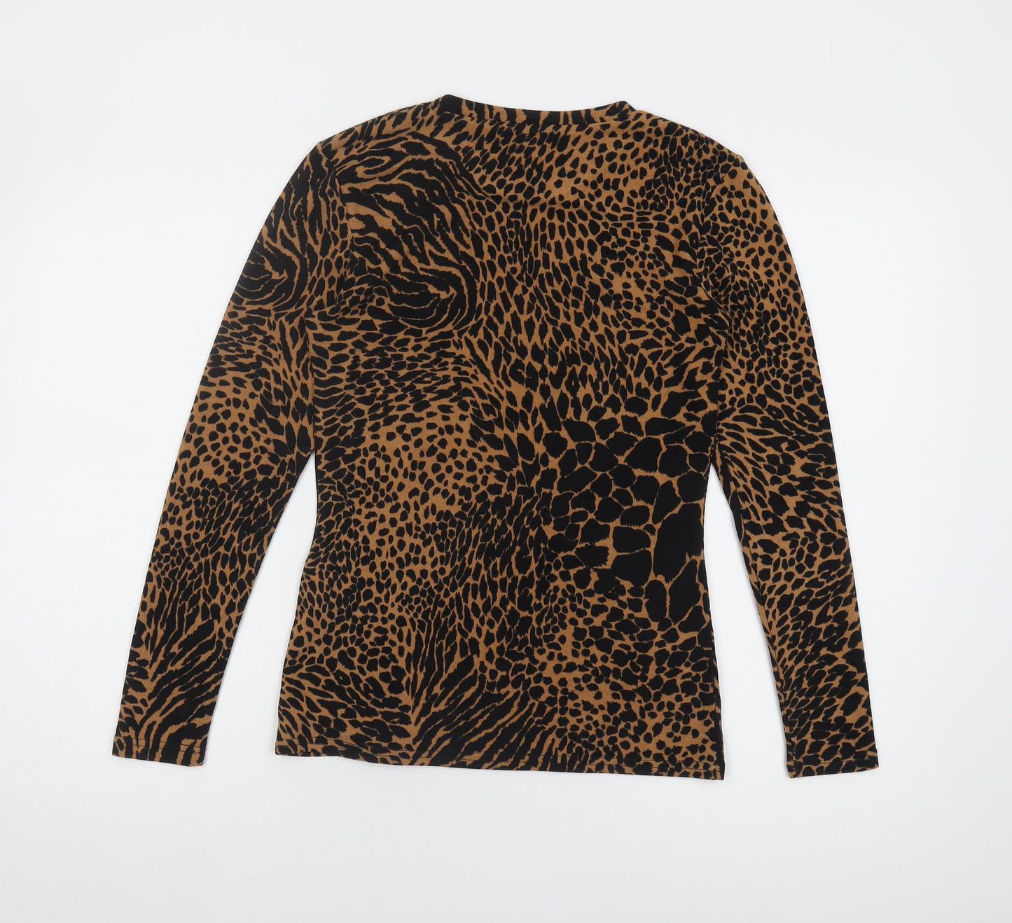 Warehouse Women's Brown Animal Print Long Sleeve Top