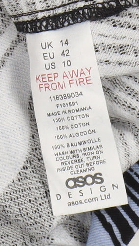 ASOS DESIGN Women's Black Blue Geometric Playsuit Size 14