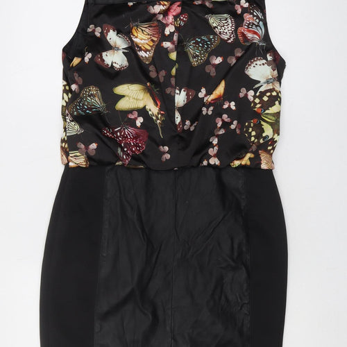 Oasis Women's Multicoloured Floral Shift Dress Size 14