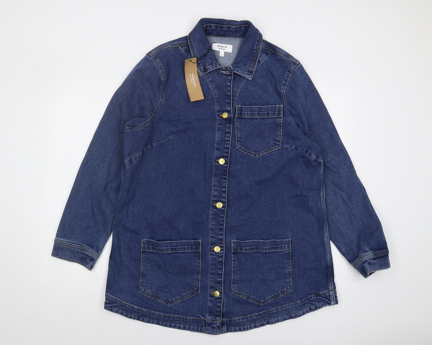 Monsoon Women's Blue Denim Jacket L Casual