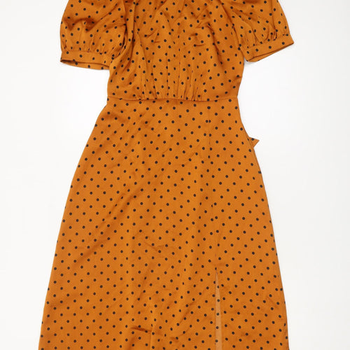 Warehouse Women's Brown Polka Dot Sheath Dress Size 6