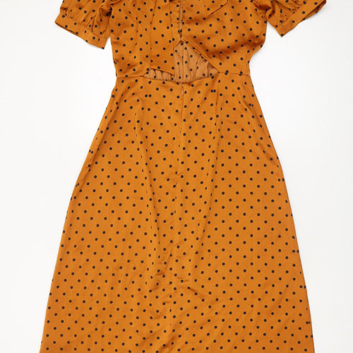 Warehouse Women's Brown Polka Dot Sheath Dress Size 6