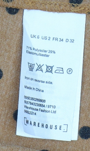 Warehouse Women's Brown Polka Dot Sheath Dress Size 6