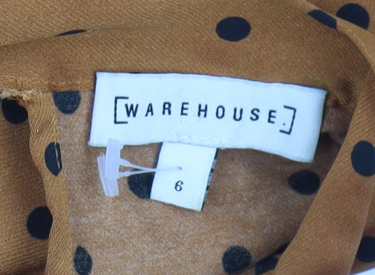 Warehouse Women's Brown Polka Dot Sheath Dress Size 6
