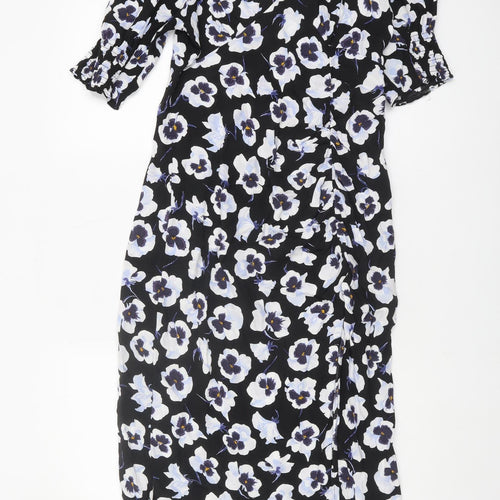H&M Women’s Multicoloured Floral V-Neck Dress M