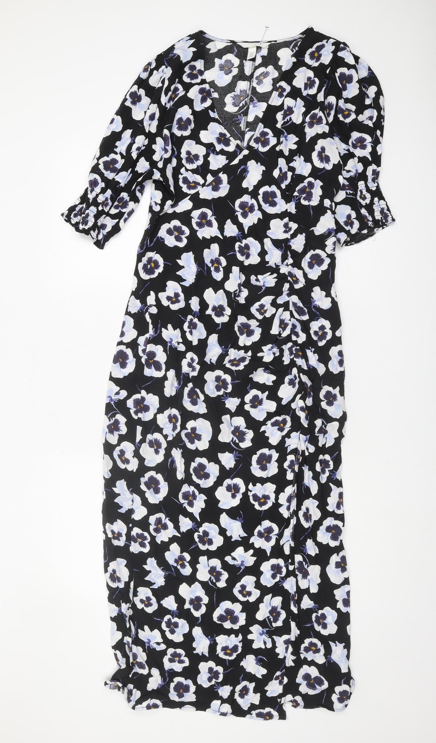 H&M Women’s Multicoloured Floral V-Neck Dress M