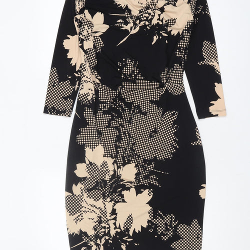 Austin Reed Women's Black Floral Sheath Dress Size 8