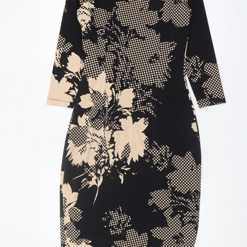 Austin Reed Women's Black Floral Sheath Dress Size 8