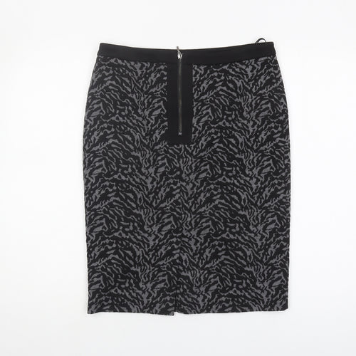 Wallis Women's Black Animal Print Pencil Skirt Size 8