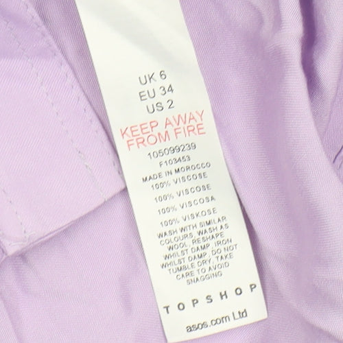 Topshop Women's Purple Button-Up Shirt, Size 6