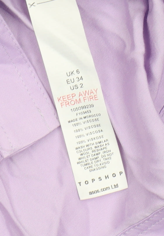 Topshop Women's Purple Button-Up Shirt, Size 6