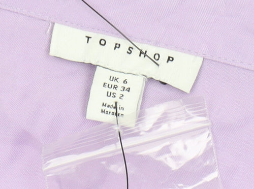 Topshop Women's Purple Button-Up Shirt, Size 6