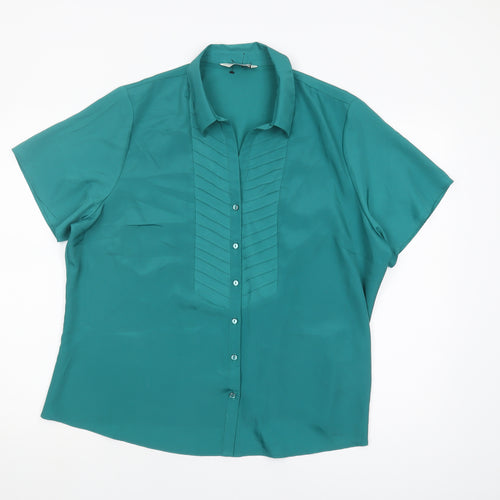 BHS Women’s Green Button-Up Shirt Size 20 Classic