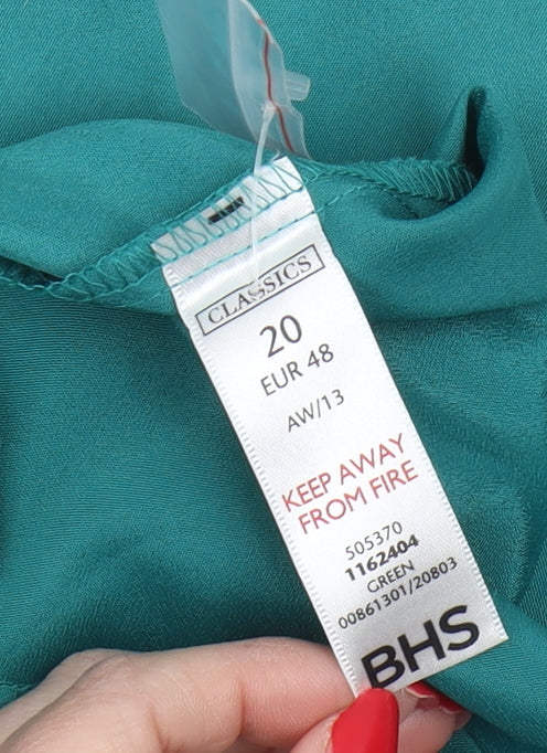 BHS Women’s Green Button-Up Shirt Size 20 Classic