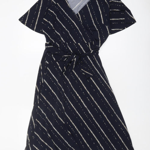 H&M Women's Black Striped S Wrap Dress