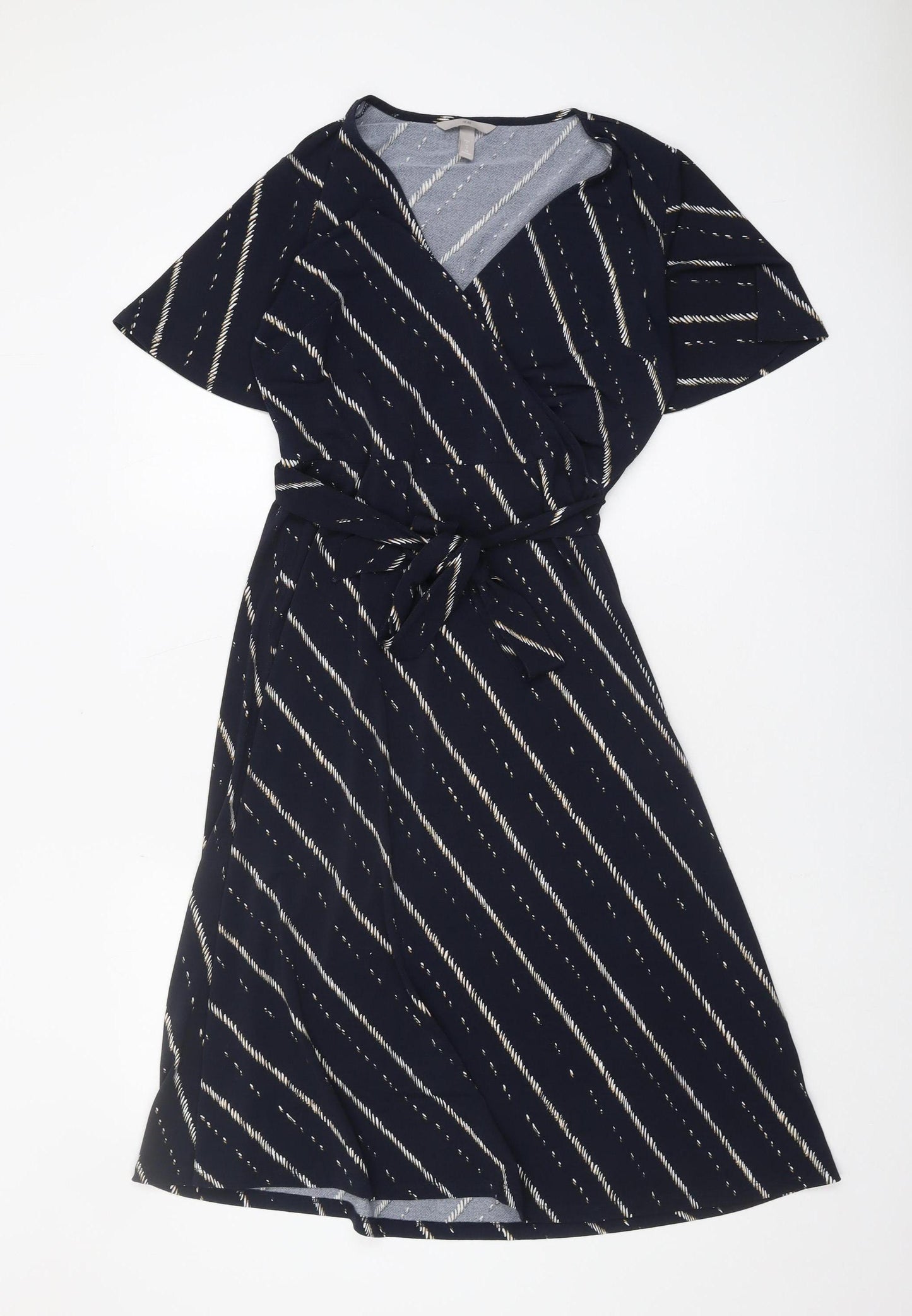 H&M Women's Black Striped S Wrap Dress