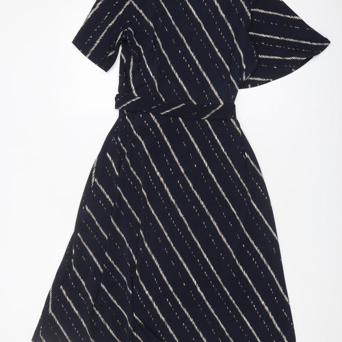 H&M Women's Black Striped S Wrap Dress