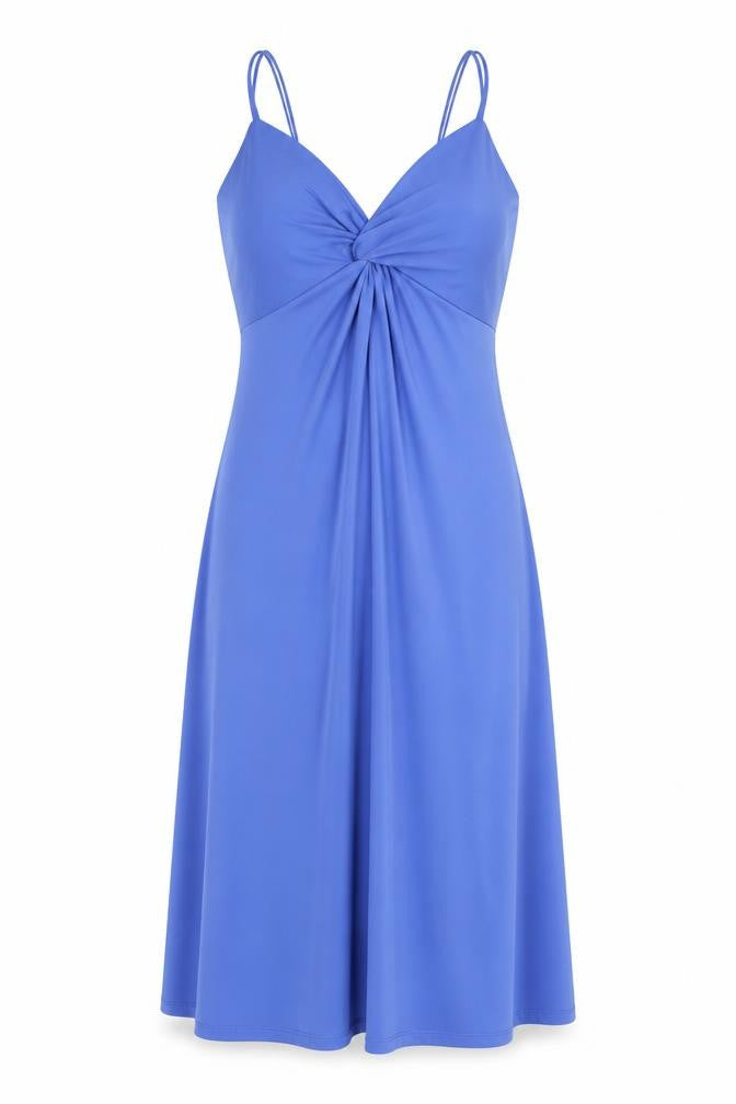 H&M Women's Blue Slip Dress XS, Midi, Smocked Back