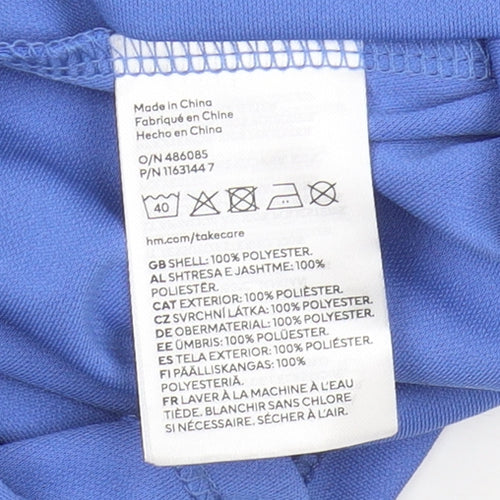 H&M Women's Blue Slip Dress XS, Midi, Smocked Back