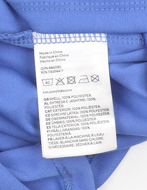 H&M Women's Blue Slip Dress XS, Midi, Smocked Back
