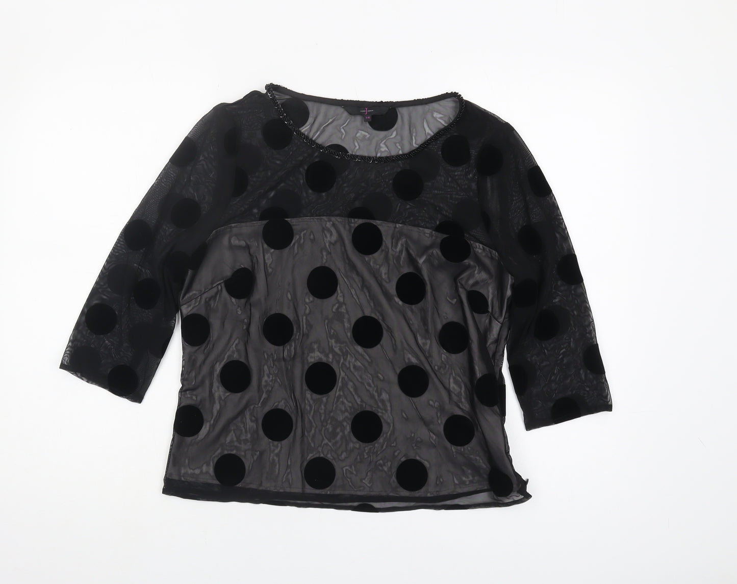 J by Jasper Conran Women's Black Polka Dot Top Size 14