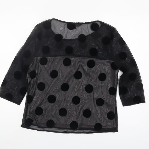J by Jasper Conran Women's Black Polka Dot Top Size 14