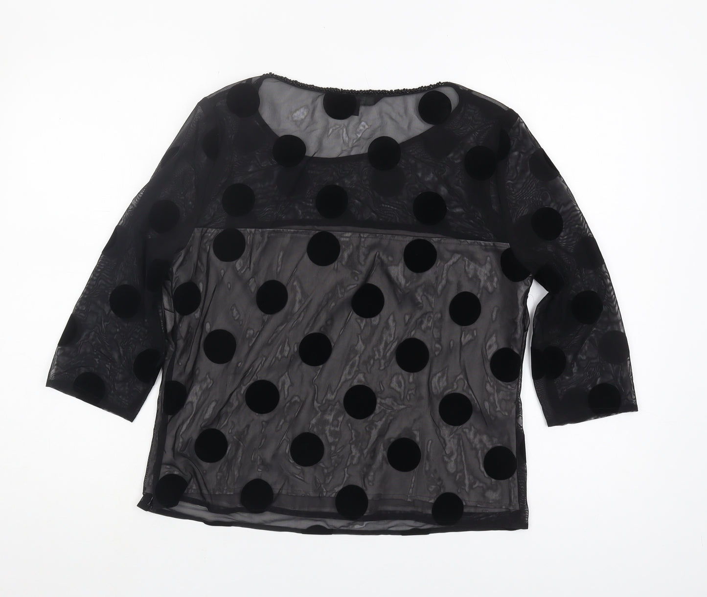 J by Jasper Conran Women's Black Polka Dot Top Size 14