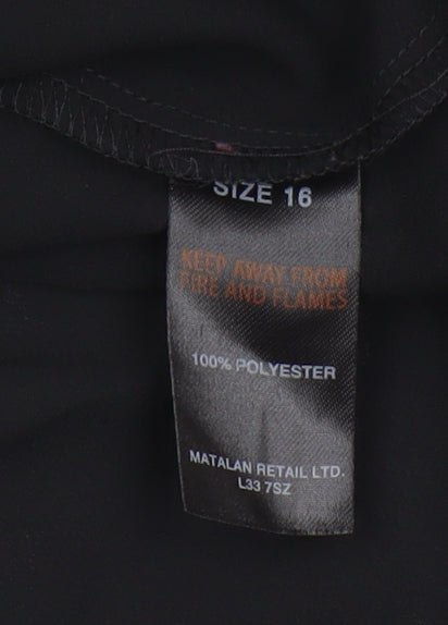 Et Vous Women's Black Long Sleeve Top, Size 16, Zip Accent