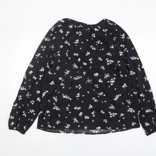 Marks and Spencer Women's Black Floral Blouse Size 14