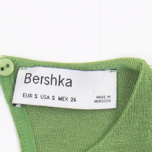 Bershka Women Green Cropped Blouse, Size S