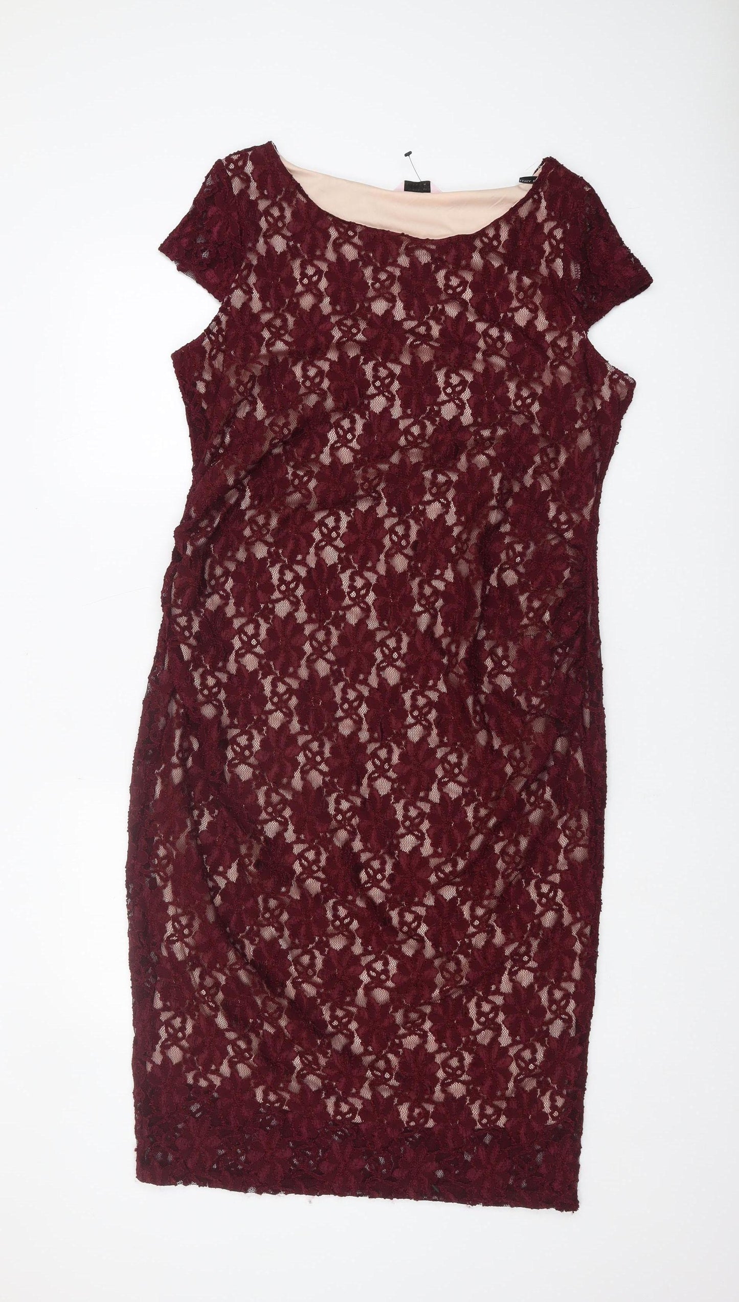 Dorothy Perkins Maternity Red Lace Sheath Dress, Size 16