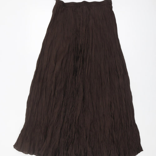 Marks and Spencer Women's Brown Silk Pleated Skirt Size 10