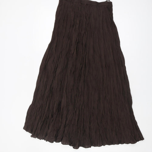 Marks and Spencer Women's Brown Silk Pleated Skirt Size 10