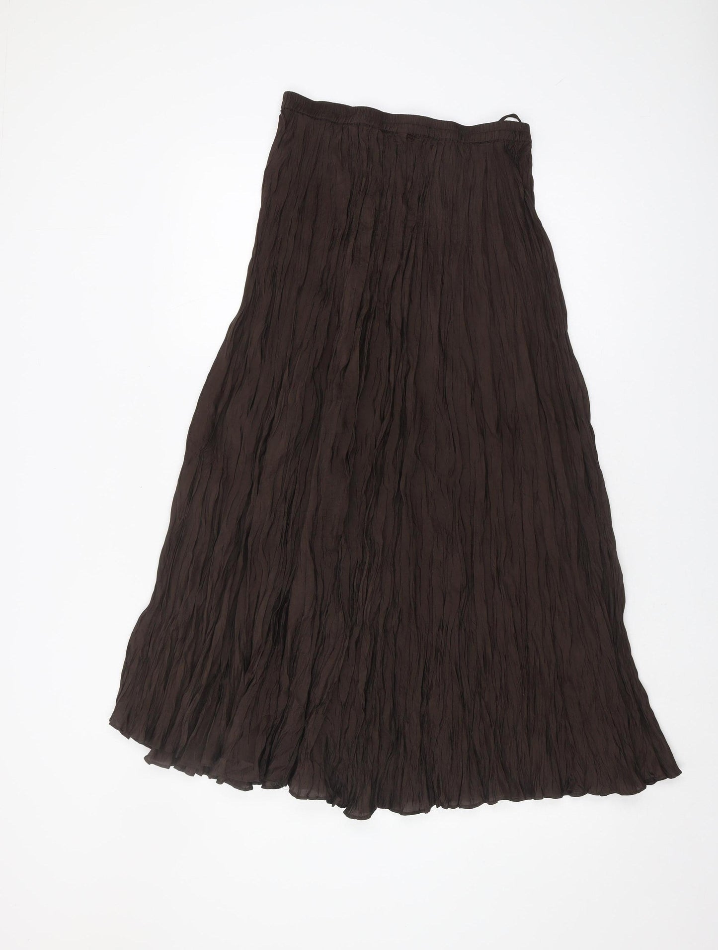 Marks and Spencer Women's Brown Silk Pleated Skirt Size 10