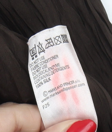 Marks and Spencer Women's Brown Silk Pleated Skirt Size 10