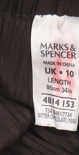 Marks and Spencer Women's Brown Silk Pleated Skirt Size 10