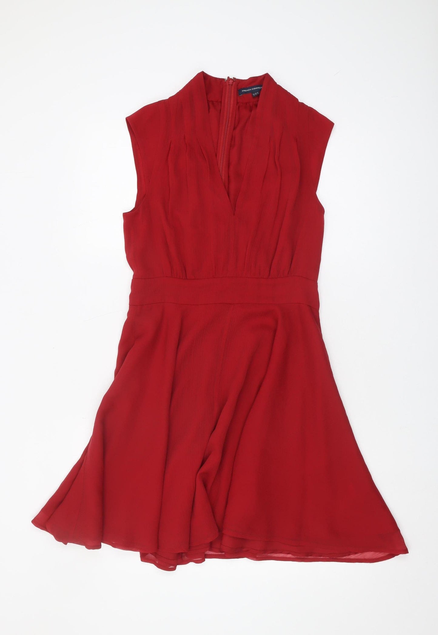 French Connection Women's Red V-Neck Dress Size 12