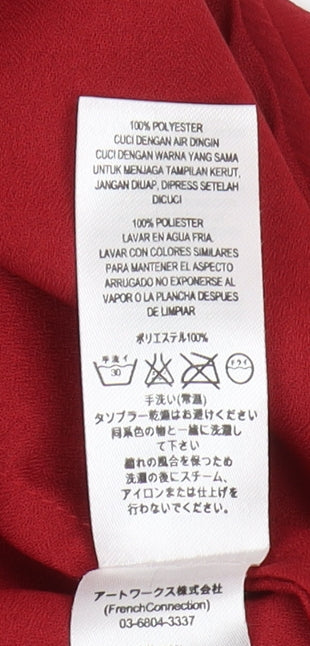 French Connection Women's Red V-Neck Dress Size 12