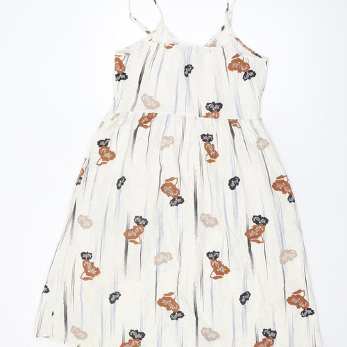 Marks and Spencer Ivory Floral Button Dress - Size 10