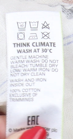 Marks and Spencer Ivory Floral Button Dress - Size 10