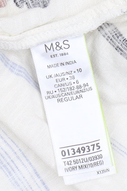 Marks and Spencer Ivory Floral Button Dress - Size 10